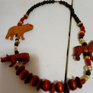 Vintage wooden African necklace